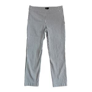 JNY Pull-on White Grey Railroad Striped Stretch Ankle Pants Women's 10